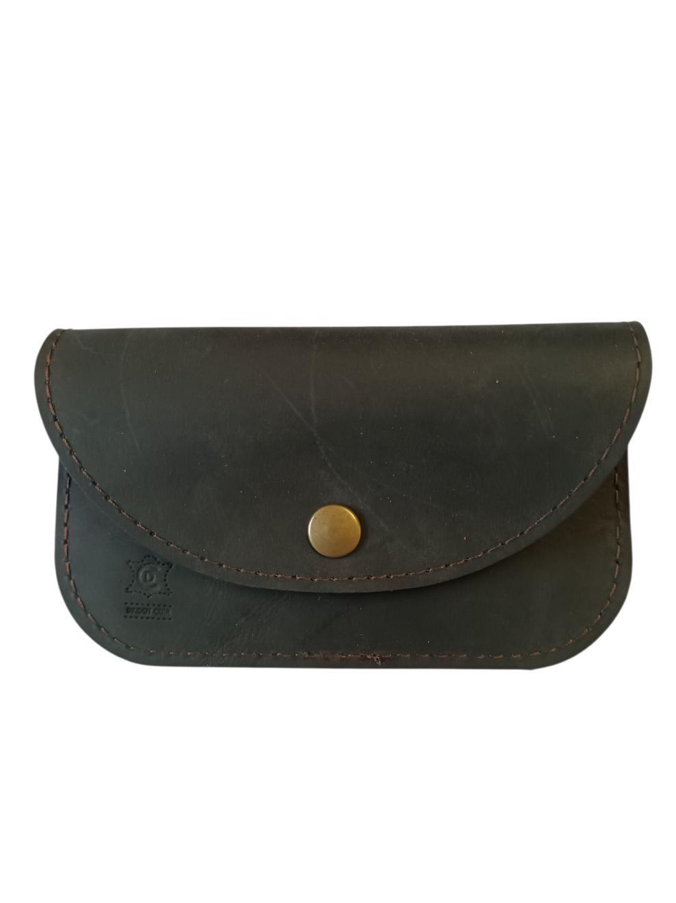 Porte-monnaie à pression en cuir vert artisanal Dagot Cuir