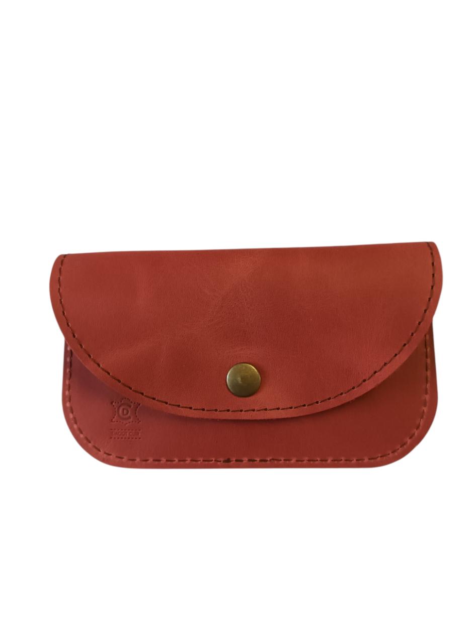 Porte-monnaie à pression en cuir rouge artisanal Dagot Cuir