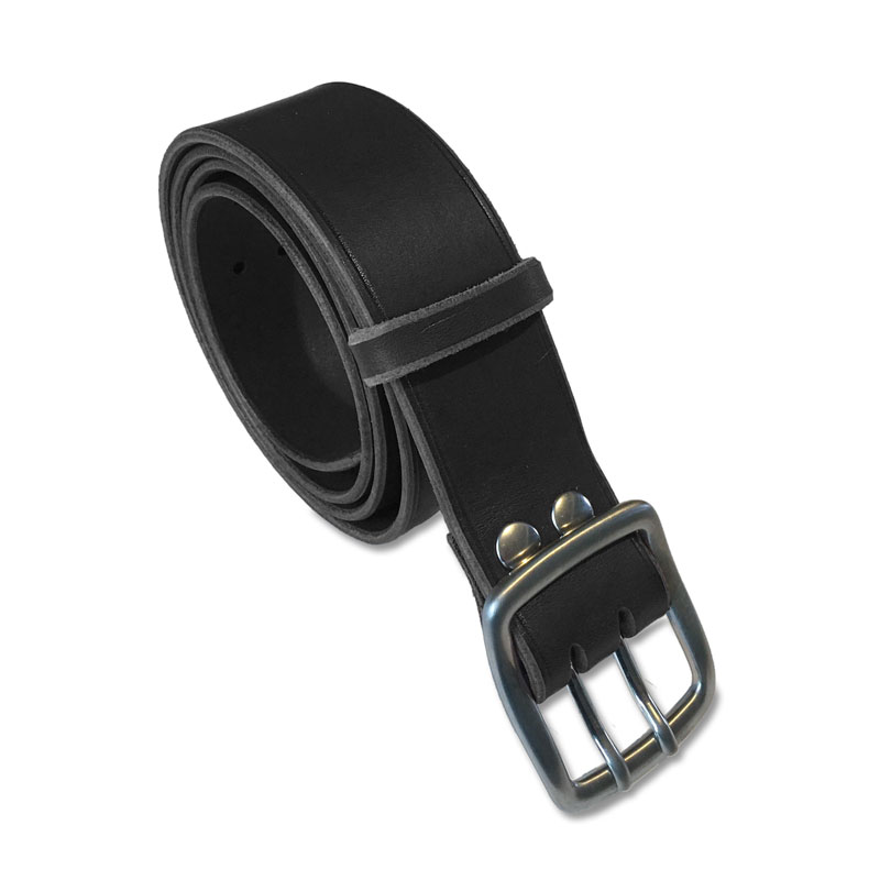 Image de la ceinture cuir noire double ardillon de 40 mm de large