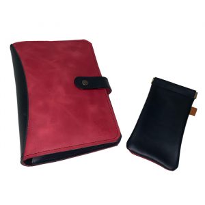 Carnet en cuir et étui à lunettes rouge -Coffret cadeau