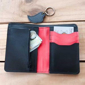 Portefeuille en cuir rouge et porte-clé - Coffret cadeau