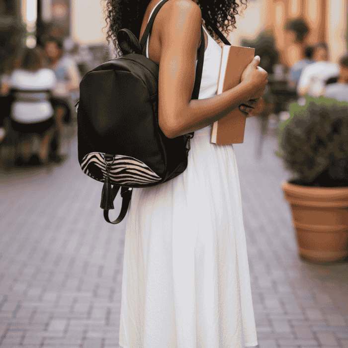 sac modulable en cuir avec un imprimé zébre