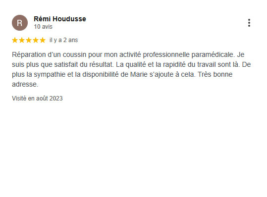 Témoignage client réparation coussin de soins paramédical en cuir